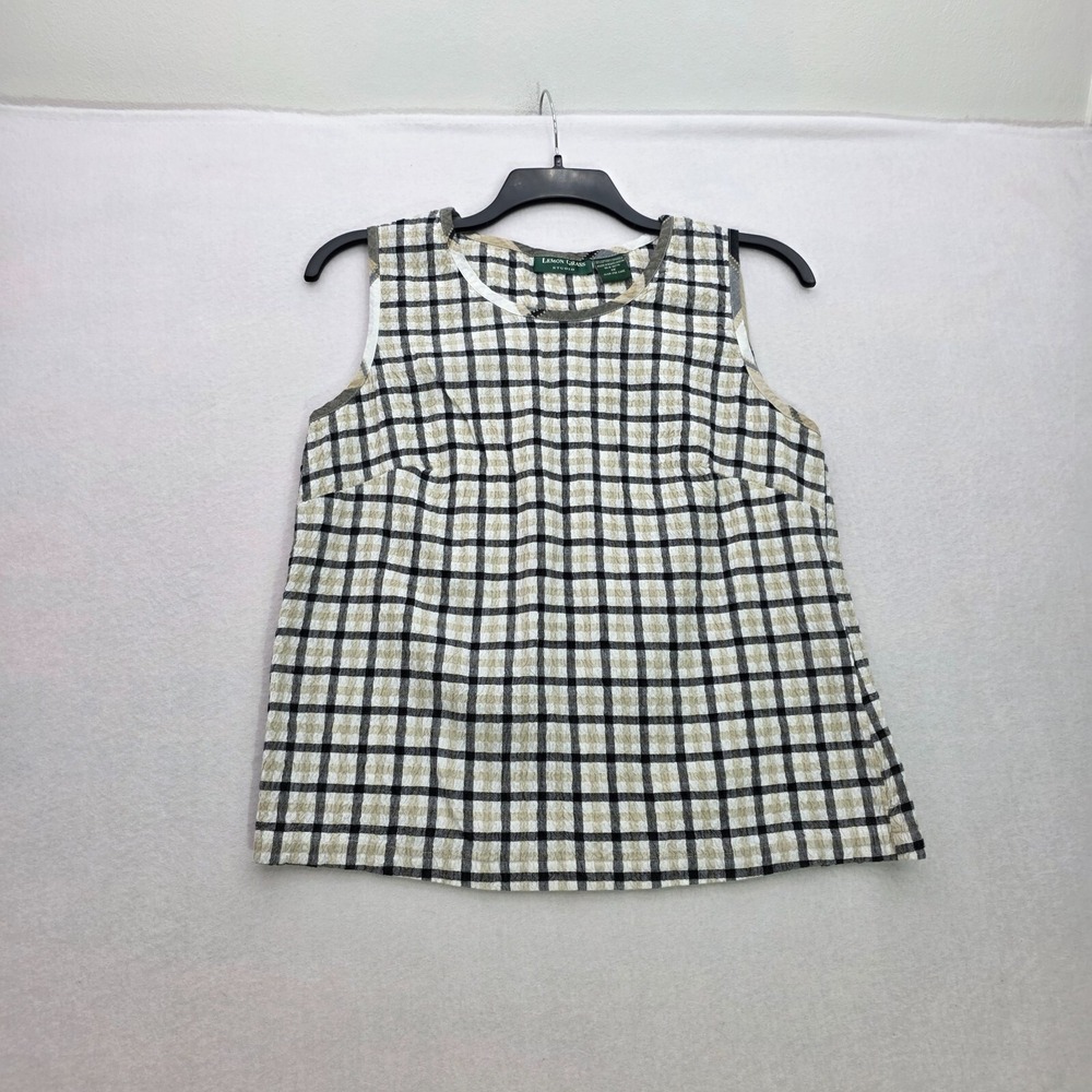 Lemon Grass Studio Tank And Button Up Top Womens 1X Black Tan Plaid - Picture 2 of 12